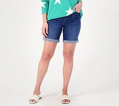 Pull these TripleLuxe denim shorts on and get going. Tuck in a button-down sleeveless top for a classic summertime 'fit that slays anywhere you go. From Belle by Kim Gravel. Kim Gravel, Sleeveless Top, Denim Shorts