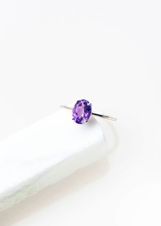 Genuine Amethyst Ring Gemstone Ring February Birthstone Ring | Etsy Minimalist Amethyst Birthstone Ring For Anniversary, Minimalist Amethyst Birthstone Promise Ring, Minimalist Amethyst Promise Ring, Minimalist Silver Amethyst Ring, Minimalist Amethyst Gemstone Ring, Minimalist Amethyst Ring For Anniversary, Modern Amethyst Ring As Gift, Minimalist Amethyst Gemstone Ring For Gift, Minimalist Amethyst Gemstone Ring Gift