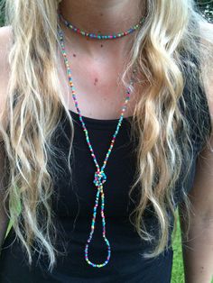 Pretty rainbow multi seed bead necklace 58 long can be worn a variety of ways i.e. Necklace/bracelet/anklet Handcrafted in a smoke free environment I have other items for sale and can combine postage Please note these are made to order and I live in UK Turquoise Seed Bead Necklace, E Necklace, Homemade Necklaces, Pretty Rainbow, Boho Items, Beach Festival, Hippie Love, Long Beaded Necklace, Hippie Festival