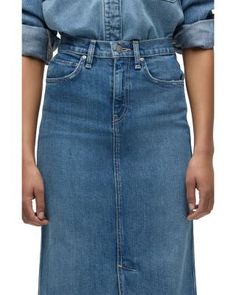 Hudson Denim Maxi Skirt Fall Denim Skirt For Workwear, Fall Workwear Skirt In Medium Wash, Fall Workwear Medium Wash Skirt, Fitted Denim Skirt For Fall, Classic Fitted Denim Skirt For Fall, Womens Maxi Skirts, Denim Maxi, Denim Maxi Skirt, Stretch Jeans