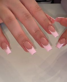 Pink Tip Nails, Classy Acrylic Nails, Summer Acrylic Nails, White French, Nagel Inspo, Pink Acrylic Nails