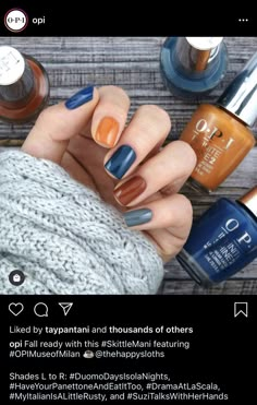 Opi Fall, Multicolored Nails, Fall Manicure, Cute Nails For Fall, Thanksgiving Nails, Nails Fall, Dipped Nails, Autumn Nails