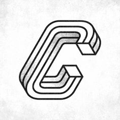 a black and white logo with the letter c in it's diagonal lines on a gray background