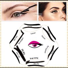 You'll Never Have Cat Eyeliner Look So Easy With The Help Of This Eyeliner Makeup Stencil. It's Lightweight For Portable Carry And Is Easy And Convenient To Use. It Can Save Time For Your Make-Up And Will Create A Beautiful Eye Liner. - Size: Approx. 5.9 * 6.3 Inch (L*W). - Lightweight. Make Up A Gorgeous Eye Makeup In A Senconds. - Just Grab Your Cat Eye Makeup Stencil And Place It Over Your Eyelid. Easy For Application. - 6 Different Eyeliner Shapes. Give You A More Prominent Eyeliner Look. Diy Eyeliner, Cat Eyeliner Stencil, Eyeshadow Guide, Quick Eye Makeup, Eye Makeup Stencil, Eyebrow Template, Eyeliner Shapes, Makeup Stencils, Eyeliner Stencil