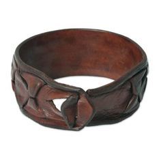 Men's leather wristband bracelet, 'Sukhothai Brown' - Men's Leather Wristband Bracelet Leather Bangle Bracelet, Adjustable Traditional Leather Bracelet, Traditional Handmade Leather Bracelets, Handmade Traditional Brown Bracelets, Traditional Handmade Brown Cuff Bracelet, Brown Leather Bangle Bracelet, Traditional Leather Bracelet, Brown Carved Bangle Bracelets, Traditional Brown Leather Bracelet As Gift