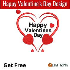 happy valentine's day design with two hearts and the words happy valentine's day