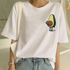 Avocado Vegan T Shirt Harajuku Kawaii Short Sleeve Vogue 90s Korean Style L0142 Cartoon Avocado, Kawaii Shorts, Avocado Shirt, Avocado T Shirt, Avocado Vegan, Cute Tshirt, Great T Shirts, Cute Tshirts, Casual T Shirts