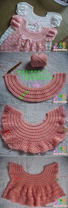 crocheted sweaters are being made with yarn, and the pattern is in progress