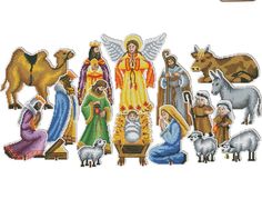 Nativity Scene Cross stitch kit on Plastic canvas, Christmas ornament  Kit INCLUDES : *  plastic canvas , *  DMC Threads - 100% cotton , *  needle , *  embroidery thread - 1 piece , *  Cross-Stitch Patterns , *  felt, *  stands for figurines, *  bells, *  instructions . SIZE compositions :  36 x 8.4 inches ( 90 x 21 cm )  Embroider the figures on one side. After embroidering, you need to cut the plastic canvas along the contour, attach the felt and sew along the contour.  We sew bells to an angel, a donkey and a sheep.  Thanks for stopping by! Have a nice day! Before you go, please don't forget to add my shop to your favorites, if you like what you see ! :) Christmas Counted Cross Stitch, Plastic Canvas Stitches, Plastic Canvas Christmas, Ornament Kit, Dmc Thread, Counted Cross Stitch Kits, Nativity Scene, Stitch Kit, Cross Stitch Kit