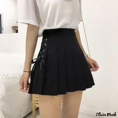 Olivia Mark - Pleated Skirt with Tie Waist - Tailored Short Skirt for College Style Preppy Mode, Rok Mini, Womens Pleated Skirt, Team Management, Chic Skirts, White Mini Skirt, Estilo Preppy, Dance Skirt, Skirt Skirt