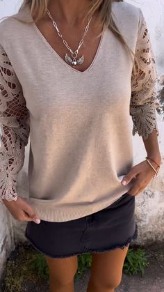 Khaki V-neck Top For Spring, Khaki Cotton V-neck Top, Orange Season, V Neck Tops, Length Sleeve, Spring Summer, Sleeve Length, V Neck, Long Sleeve