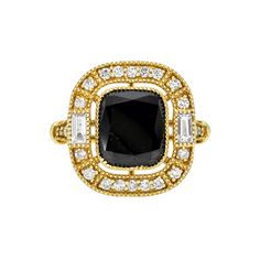 Introducing the Midnight Embrace Ring, a breathtaking masterpiece that embodies luxury and allure. At its heart lies a stunningly large black diamond, exuding an intense, enigmatic brilliance that captures the essence of a starless night sky. The diamond is elegantly encircled by a halo of shimmering white diamonds and two baguette diamonds on both sides, amplifying its dramatic sparkle and creating a striking contrast against the dark, mysterious center stone. Set in lustrous 18k white gold, th Luxury Evening Rings With Gemstone, Luxury Cubic Zirconia Diamond Ring For Evening, Dazzling Brilliant Cut Diamond Ring For Evening, Elegant Evening Rings With Center Stone, Luxury Rings With Center Stone For Party, Glamorous Evening Ring Jewelry, Black Luxury Evening Jewelry, Luxury Evening Rings With Brilliant Cut, Luxury Evening Ring With Brilliant Cut