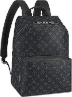 High-end Black Backpack, Black Monogram Canvas Bag With Logo, Luxury School Backpack With Leather Trim, Classic Black Formal Backpack, Luxury Black Leather Backpack For Formal Use, Designer Coated Canvas Backpack For Business, High-end Black Backpack For Daily Use, Designer Business Backpack In Coated Canvas, Classic Black Leather Backpack With Leather Trim