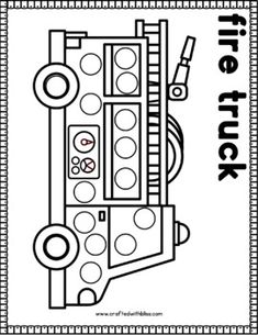 a coloring page with the words fire truck on it and an image of a car engine