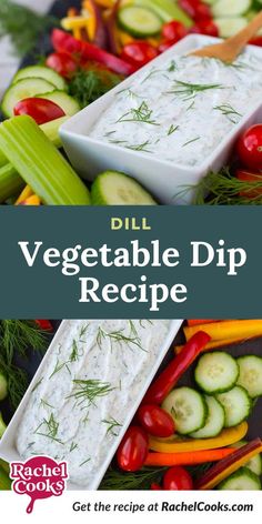 dill vegetable dip recipe on a platter with fresh vegetables