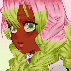 Black Mitsuri Kanroji, Blasian Mitsuri, Blasian Icons, Black Mitsuri, Pro Black Art, Black Manga