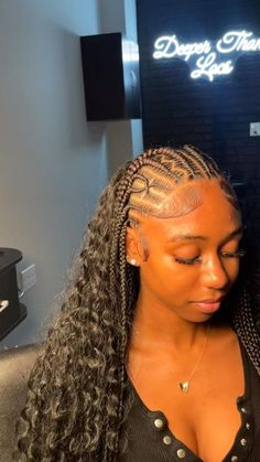 Scalp Braids And Knotless, Braids Into Sew In, Braided Back With Curly Hair, Cornrow Leave Out, Stitch Bohemian Braids, Fulani Braids Weave, Quick Weave With Fulani Braids, Fulani Braid With Weave, Braided With Weave Hairstyles