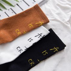 buy 2 socks & get the 3rd for -50% | discount code : goghSocks Trendy Black Socks With Letter Print, Trendy Letter Print Cotton Socks, Trendy Cotton Letter Print Socks, Trendy Cotton Socks With Letter Print, Casual Black Socks As Gift, Casual Black Socks For Gifts, Klimt Sunflower, Artsy Clothing, Harajuku Street Style