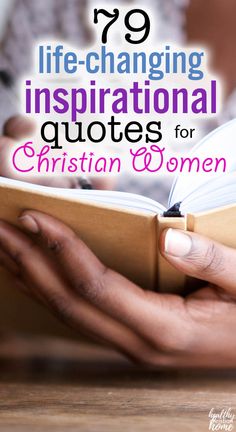 a woman reading a book with the title r9 life - changing inspirational quotes for christian women