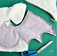 the bat is cut out and ready to be sewn into some kind of sewing project