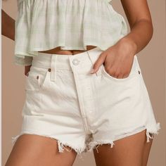 New With Tags And Never Worn Levi 501 Shorts, 501 Shorts, Ripped Shorts, Levi’s 501, High Rise Denim Shorts, Denim Cutoff Shorts, Striped Jeans, Button Fly Jeans, Levi Shorts