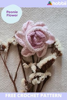 two crocheted flowers with the words free crochet pattern