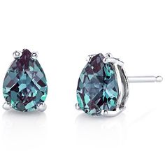 PRICES MAY VARY. PEORA QUALITY CREATED ALEXANDRITE - Cut from the finest material, Pear shape, 2 pieces, 7x5mm each, 1.75 Carats total, AAA Grade, mesmerizing teal to purple color changing hues with a brilliant sparkle. Created Alexandrite changes color from teal to purple depending on lighting conditions. REAL SOLID 14K GOLD - Made in Premium 14K White Gold for durability and shine. Stamped with 14K to ensure metal purity. Includes 14K White Gold backings. Hypoallergenic earrings make it safe f Stamp Earrings, Alexandrite Earrings, Alexandrite Jewelry, White Gold Solitaire, Earrings Teardrop, Sparkle Earrings, White Gold Jewelry, Jewelry Pendant, Pear Cut