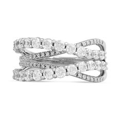 With layers of sparkle, this diamond ring draws all the right kinds of attention. Fashioned in cool 10K white gold, this stunning look features curved diamond-lined ribbons merging into single row on one side. Glistening atop in a mirrored arrangement, ribbons of larger diamonds complete the crossover design. Radiant with 1-1/2 cts. t.w. of diamonds and a brilliant buffed luster, this ring elevates your dressy attire. Western Rings Wedding, Diamond Ring Drawing, Western Wedding Rings, Western Rings, Dressy Attire, Crossover Ring, Crossover, Types Of Metal, Diamond Bracelet