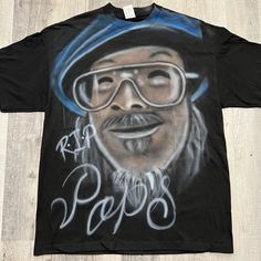 Vintage Airbrush All Over Print RIP Pops Black Memorial AOP Art T Shirt Y2K-00s double stitch  Perfect condition no flaws found Size XL Measurements  Pit to pit 23 Length 30.5 Airbrush T Shirts, Airbrush Designs, Double Stitch, Shirt Y2k, Art T Shirt, Aaliyah, All Over Print, Gender Neutral, Adult Outfits