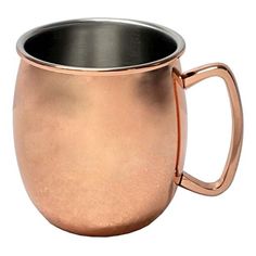 a large metal cup with a handle on the outside and inside is made of copper