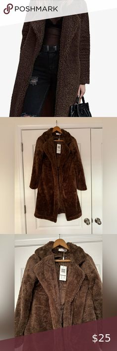 NWT - Brown Faux Fur Coat - Size Small