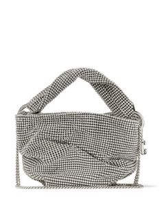 Silver Shoulder Bag With Top Handle And Chain Strap, Formal Silver Shoulder Bag With Top Handle, Glamorous Silver Bag With Detachable Handle, Silver Shoulder Bag With Silver-tone Hardware For Events, Silver Evening Bag With Top Handle And Silver-tone Hardware, Silver Evening Bag With Silver-tone Hardware, Luxury Silver Top Handle Evening Bag, Luxury Silver Shoulder Bag With Rhinestones, Glamorous Silver Top Handle Bag