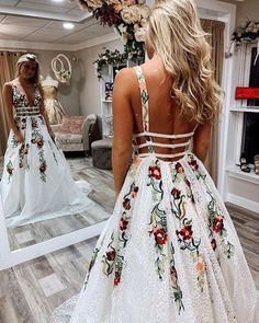 SP1274,Princess A-line White Long Prom Dress with Floral Embroidery · SofieProm · Online Store Powered by Storenvy White Prom Dress Long, School Event Dress, Prom Dress Black, White Prom, White Prom Dress, Cute Prom Dresses, Pretty Prom Dresses, Grad Dresses, Dresses Elegant