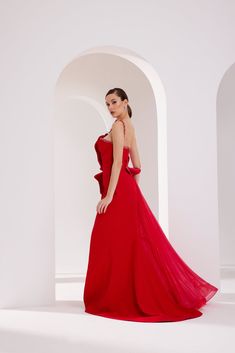 Fouad Sarkis 2796 | Graceful Dress - Heart-Shaped Bust Cut Heart-shaped Neckline Evening Dress With Lined Bodice, Elegant Red Organza Evening Dress, Elegant Organza Evening Dress With Detachable Train, Evening Dress With Boned Bodice And Heart-shaped Neckline, Evening Dress With Heart-shaped Neckline, Elegant Wedding Gown With Heart-shaped Neckline, Elegant Gown With Heart-shaped Neckline, Elegant Gown With Heart-shaped Neckline For Prom, Gala Evening Dress With Heart-shaped Neckline