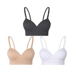 PRICES MAY VARY. Please check your size carefully before order and refer to our size chart on the second product image instead of using amazon's Molded and padded cups，light lift pads help you fill out the cups (but don't create cleavage like a push-up) Adjustable straps, easily convert from regular to criss-cross for convenient versatility Seamless and wireless contour bras, soft and smooth stretchy fabric Adjustable hook-and-eye closures at back; Wide and elasticized bottom band won't dig in; Calvin Klein Bralette, Wireless Bras, White Bra, Comfy Bra, Cute Bras, Types Of Buttons, Lounge Lingerie, Everyday Bra, Seamless Bra