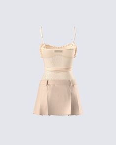 Ruffle them up a bit in this two-piece set 😏 Featuring an ivory ruffle cami top, paired with a twill micro mini skirt - this monochromatic look is the perfect blend of sweet and sexy to keep them guessing 👏 Feminine Ruffled Skirt For Night Out, Feminine Ruffle Skirt For Night Out, Summer Night Out Ruffled Mini Skirt, Chic Ruffled Mini Skirt For Date Night, Fitted Feminine Cream Mini Skirt, Feminine Fitted Beige Mini Skirt, Feminine Fitted Cream Mini Skirt, Beige Mini Skirt For Summer Night Out, Fitted Ruffle Cami Mini Dress