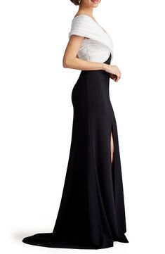 Tadashi Shoji Portrait Neck Taffeta Gown | Nordstrom Portrait Neckline, Pose For Pictures, Taffeta Gown, Long Sleeve Evening Dresses, Tadashi Shoji, Gowns Of Elegance, Tall Model, Poses For Pictures, Color Ivory