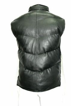 Men's Puffer Body Warmer Real Lambskin Leather Waistcoat Gilet Sleeveless Vest | eBay Fall Leather Sleeveless Jacket, Sleeveless Black Leather Jacket For Fall, Fitted Leather Vest Outerwear, Leather Sleeveless Vest For Winter, Leather Sleeveless Winter Vest, Sleeveless Leather Vest For Fall, Fitted Leather Winter Vest, Fitted Leather Vest For Winter, Fitted Leather Vest For Fall