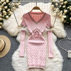 Size: (cm)It is average size which is suitable for everyone.Skirt Length 86 Sleeve Length 22 Bust 100 Waist 70 Sleeve 42Please check the size carefully when you choose items.When you have any questions, please feel free to contact us, thank you. Pink Fitted V-neck Sweater Dress, Trendy V-neck Bodycon Sweater Dress, Fitted V-neck Sweater Dress For Spring, Spring Fitted V-neck Sweater Dress, Spring V-neck Fitted Sweater Dress, Trendy Fitted V-neck Sweater Dress, Knit Bodycon V-neck Dress, Knit V-neck Bodycon Dress, Spring V-neck Non-stretch Sweater Dress