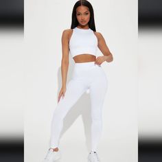 Fashion Nova Leggings New With Tags Size L/Xl Trendy White Stretch Activewear, Trendy White Workout Pants, Trendy White Sports Leggings, White Tight Leggings For Loungewear, Trendy White Workout Leggings, Trendy White Tight Leggings, Trendy Tight White Leggings, Trendy Fitted White Leggings, Flare Leggings