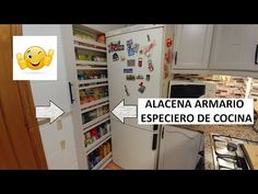 an open refrigerator in a kitchen next to a counter top with magnets on it