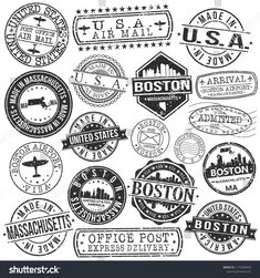 stamps with the names and cities of usa