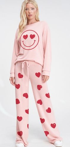 Heart smile sleep lounge wear set Lounge Wear Sets, Lounge Wear Set, Blue Two Piece, Flannel Pajama Pants, Lounge Pajamas, Getting Dressed, Print Pajamas, Loungewear Set, Short Pajama Set