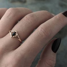 Plain Ring, Solid Gold Band, Black Spinel, Women Ring, Pretty Rings, Fantasy Jewelry, Jewelry Inspo, Dream Jewelry, Marquise Cut