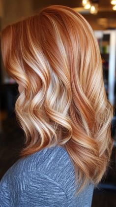 Blond And Ginger Hair, Dark Ginger With Blonde Highlights, Ginger Hair With Blonde Balayage, Ginger Hair Balayage, Auburn Blonde Balayage, Hair Inspiration Dark, Orange And Blonde Hair, Strawberry Hair Color, Cherry Blonde