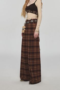 Plaid Woolen Wide-leg Pants - CHINASQUAD Wool Pants, Wide Leg Pants, Wide Leg, Size Chart, Plaid, Thing 1, Wool, Pants, How To Wear