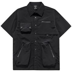 Techwear Quad-pocket Button-Up Tee – limetliss Button-up Tops With Patch Pockets For Outdoor, Outdoor Button-up Tops With Patch Pockets, Solid Color Short Sleeve Shirt With Pockets For Outdoors, Solid Short Sleeve Shirt With Pockets For Outdoor, Outdoor Short Sleeve Shirt With Pockets, Casual Shirt With Multiple Pockets And Relaxed Fit, Casual Shirt With Multiple Pockets In Relaxed Fit, Collared Tops With Patch Pockets For Outdoor, Utility Button-up Tops With Side Pockets