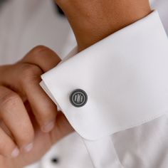 Elegant Black and White Monogram Initials Mens Cufflinks Modern Initials Wedding Jewelry, Modern Initials Jewelry For Wedding, Classic Black Customizable Jewelry, Modern Initials Jewelry For Formal Occasions, Elegant Black Monogram Jewelry, Black Classic Wedding Cufflinks, Classic Black Wedding Cufflinks, Modern Formal Jewelry With Initials, Black Cufflinks For Wedding And Father's Day