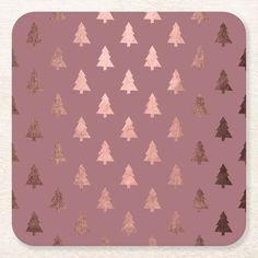 pink and gold christmas tree pattern beverage coasters