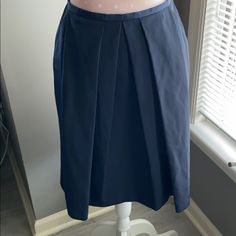 Brooks Brothers 346 Navy Blue Silk, Fully Lined Dressy Skirt. Pleated Front, Side Pockets. Waist 32”. Length 22”. Never Worn. Navy Pleated Skort, Fitted Knee-length Pleated Skort, Formal Pleated Knee-length Mini Skirt, Blue A-line Dress With Lined Skirt, Classic Blue Mini Skirt, Elegant Knee-length Pleated Skort, Navy Fitted Mini Pleated Skirt, Navy Fitted Skort For Workwear, Fitted Navy Pleated Mini Skirt